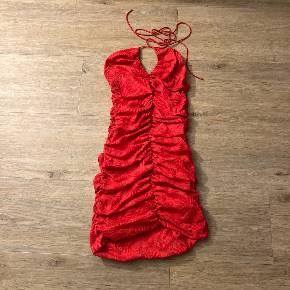 Zara neon pink knit mini dress